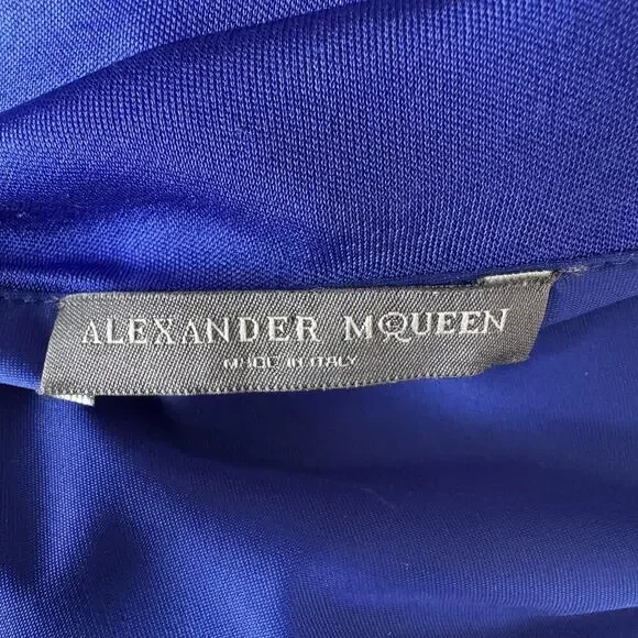 ALEXANDER McQUEEN Blue Ruched Bodycon Dress